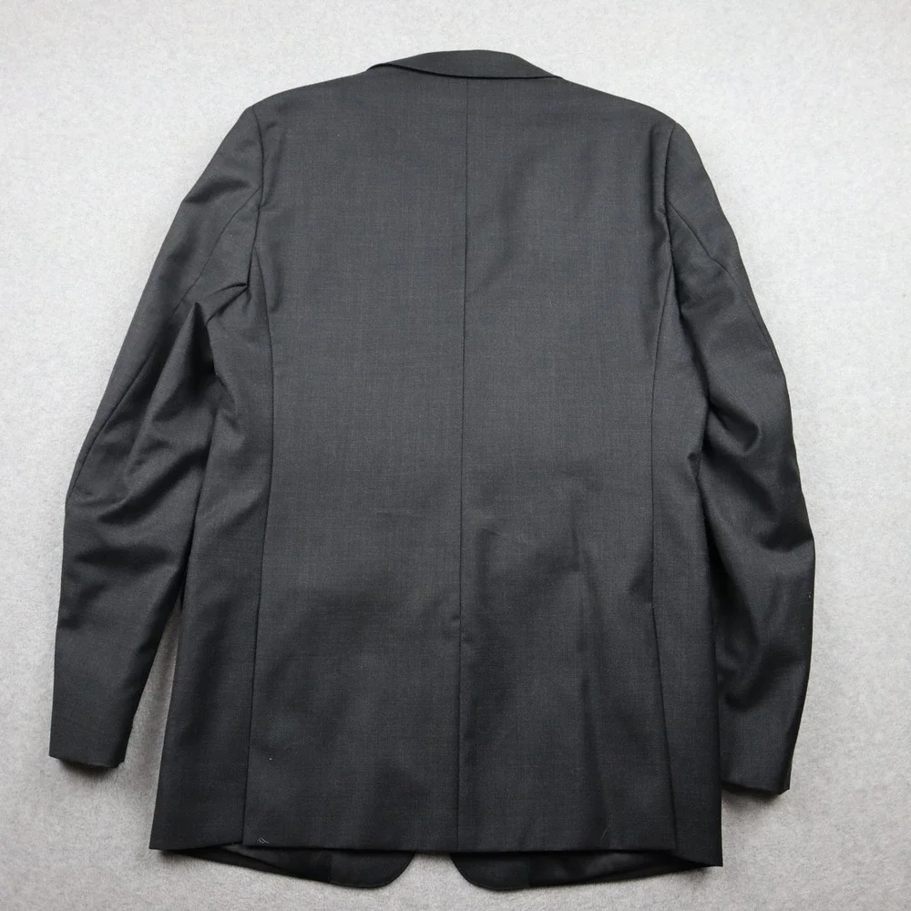 Calvin Klein Blazer Mens 40L Long Wool Charcoal Gray Two Button Suit Jacket Coat